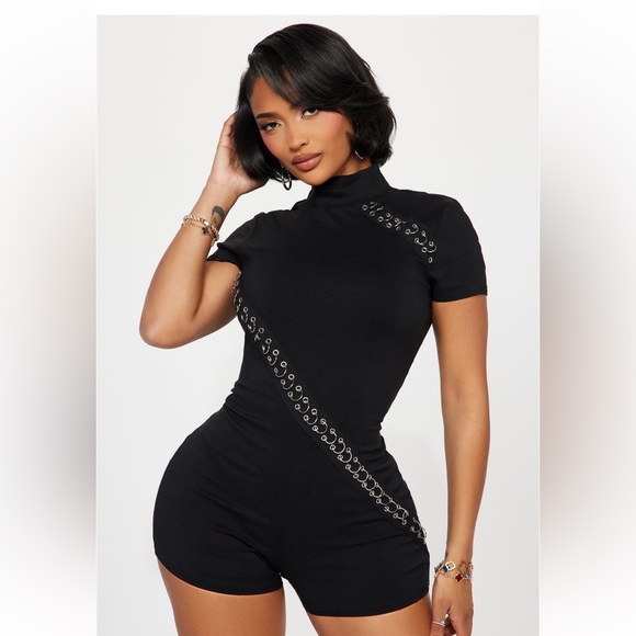 Fashion Nova Izabella Romper with silver piercings - Picture 1 of 2